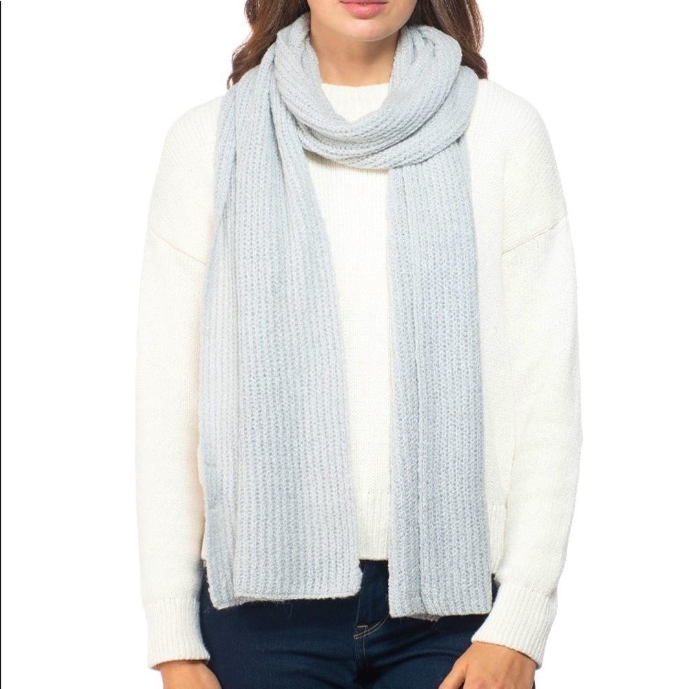 Style & Co Rib Solid Grey Scarf With Lurex 72" x 10"